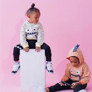 Cartoon Striped Hoodie Set